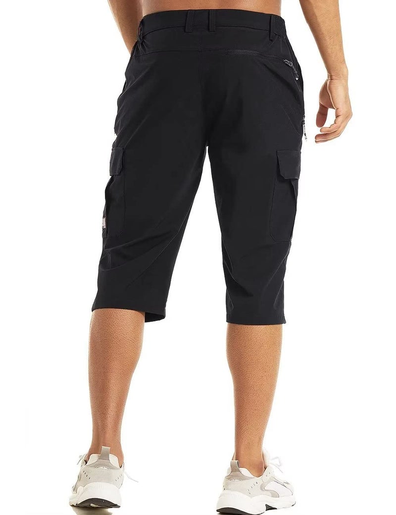 MAGCOMSEN Workout Shorts Men with Pockets Cargo Shorts Basketball Shorts Fishing Long Shorts Sweat Shorts Hiking Pants Mens 3/4 Capri Pants Black - Image 2